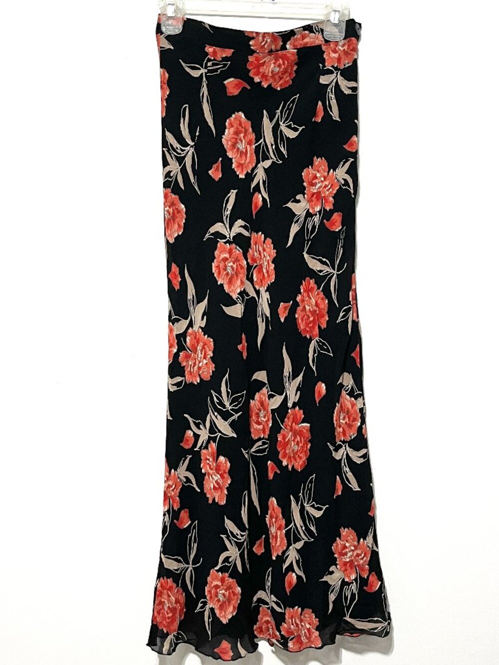 Womens Bias Cut Maxi Skirt 6 Dark Floral Fairy Grunge Y2K 90s Romantic Rayon